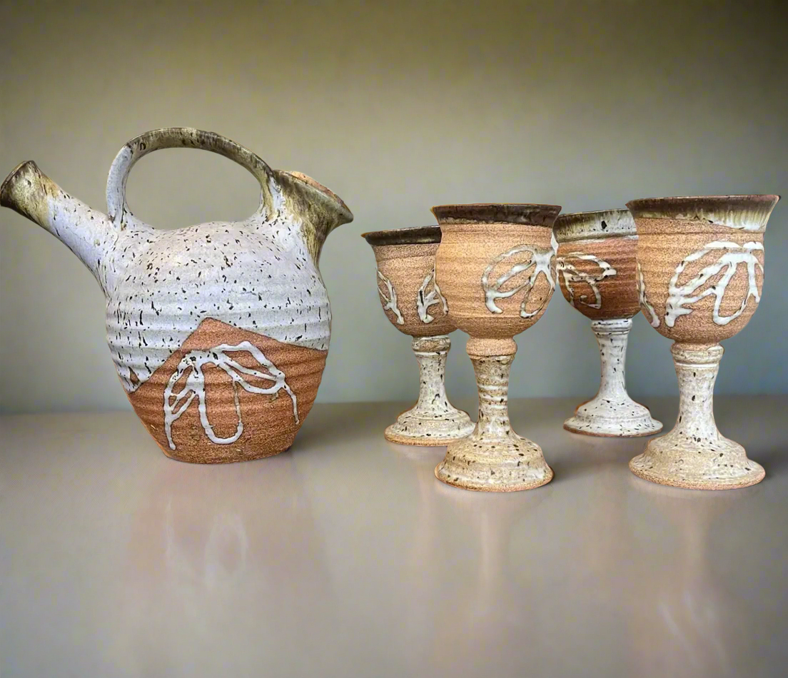 Vintage Italian Ceramic Wine Set